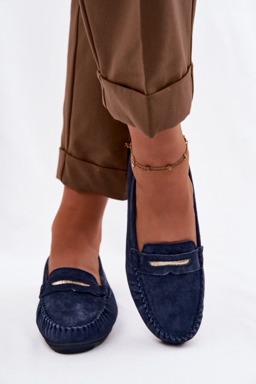 isósceles mocasines de mujerActivadoturalnego de gamuzau S.Barski LR61-7029 azul oscuro