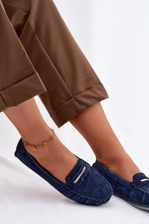 isósceles mocasines de mujerActivadoturalnego de gamuzau S.Barski LR61-7029 azul oscuro