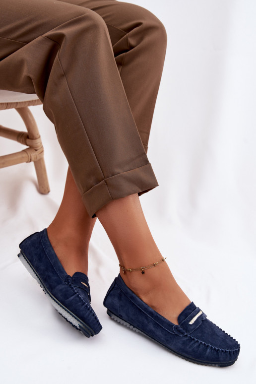 isósceles mocasines de mujerActivadoturalnego de gamuzau S.Barski LR61-7029 azul oscuro