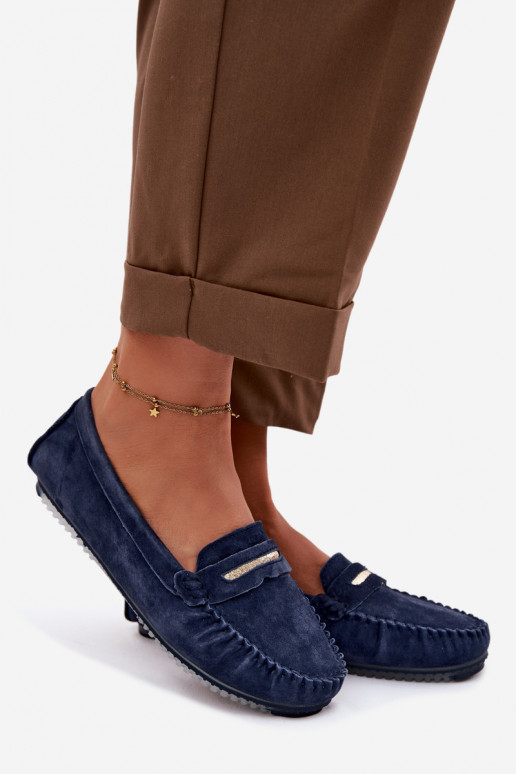 isósceles mocasines de mujerActivadoturalnego de gamuzau S.Barski LR61-7029 azul oscuro