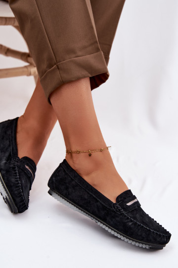 isósceles mocasines de mujerActivadoturalnego de gamuzau S.Barski LR61-7029 de color negro