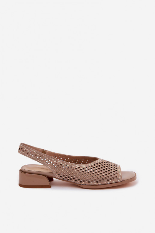 Decorado Sandalias caladas Femenino de gamuza reloj D&A CR61-3131 beige