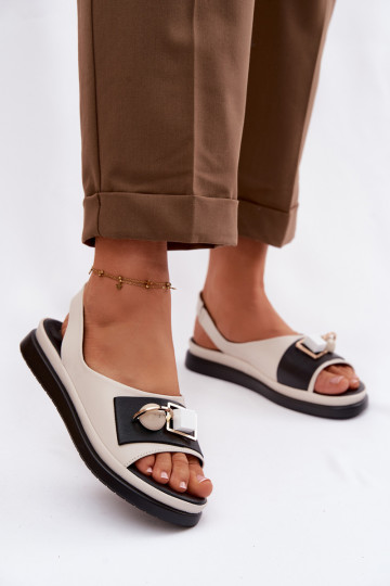 Sandalias para mujer con ornamentos D&A GR61-5932 color arena