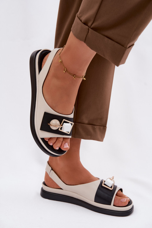 Sandalias de mujer Femenino con adornos D&A GR61-5932 beige