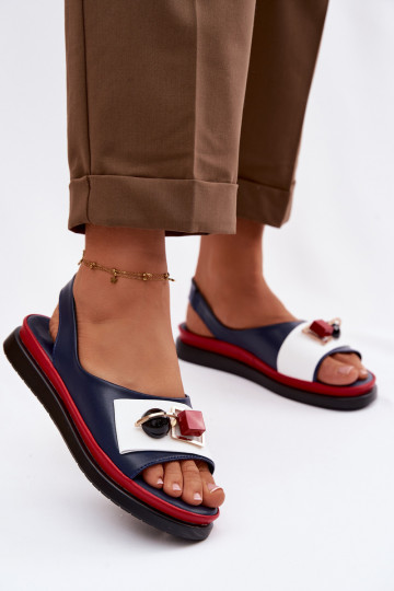 Sandalias de mujer Femenino con adornos D&A GR61-5932 azul oscuro 2