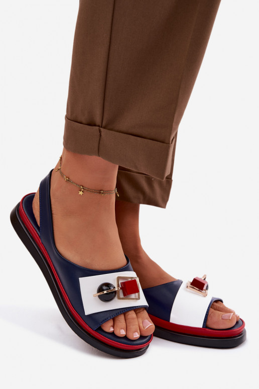 Sandalias de mujer Femenino con adornos D&A GR61-5932 azul oscuro