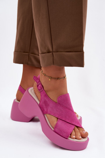 Sandalias de mujer Femenino con una plataforma S.Barski LR61-7005 color rosa