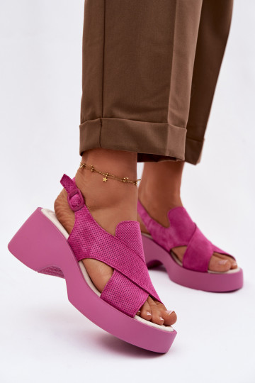 Sandalias de mujer con plataforma S.Barski LR61-7005 color rosa 2