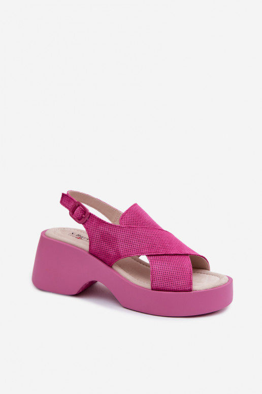 Sandalias de mujer Femenino con una plataforma S.Barski LR61-7005 color rosa