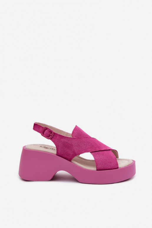 Sandalias de mujer Femenino con una plataforma S.Barski LR61-7005 color rosa