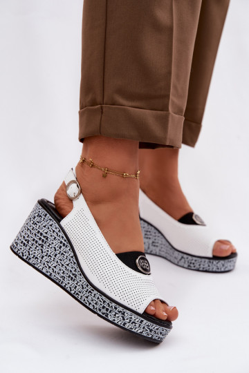 Sandalias de cuero con plataforma S.Barski LR61-7010 color blanco 2