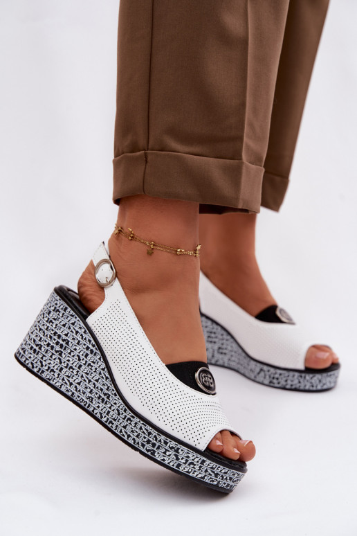 Piel Sandalias plataforma S.Barski LR61-7010 el color blanco