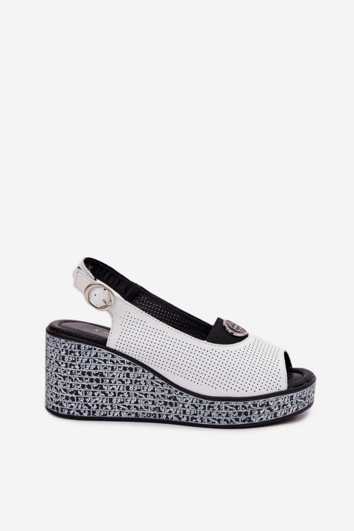 Piel Sandalias plataforma S.Barski LR61-7010 el color blanco