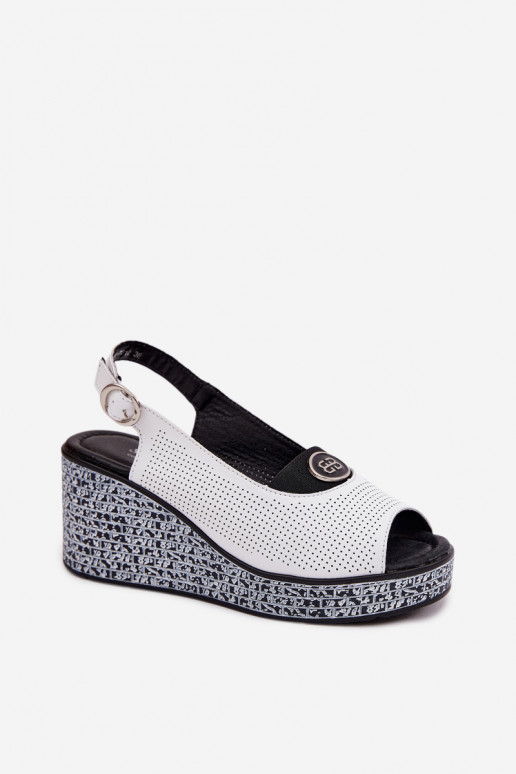 Piel Sandalias plataforma S.Barski LR61-7010 el color blanco