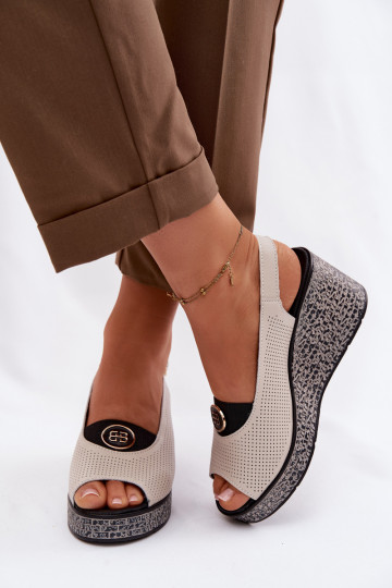 Piel Sandalias plataforma S.Barski LR61-7010 beige