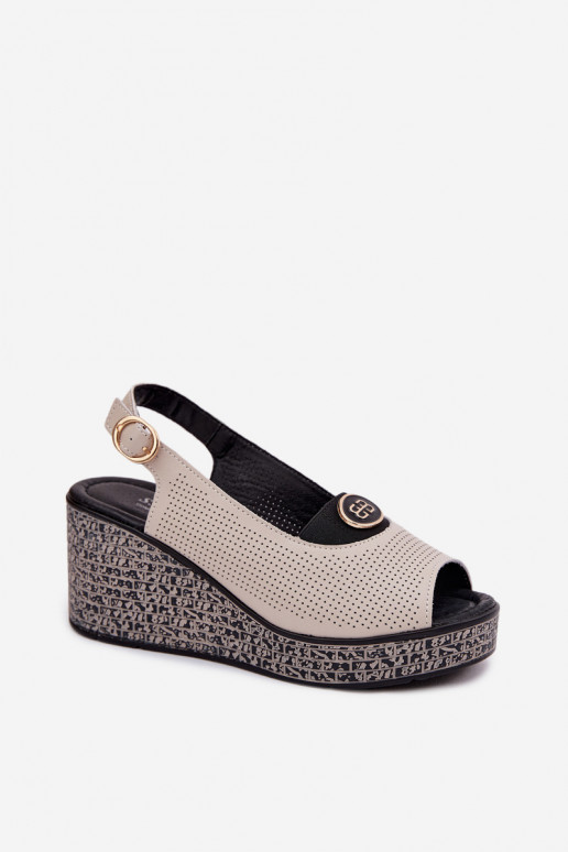 Piel Sandalias plataforma S.Barski LR61-7010 beige