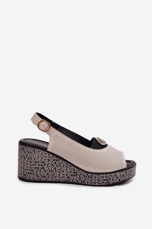 Piel Sandalias plataforma S.Barski LR61-7010 beige