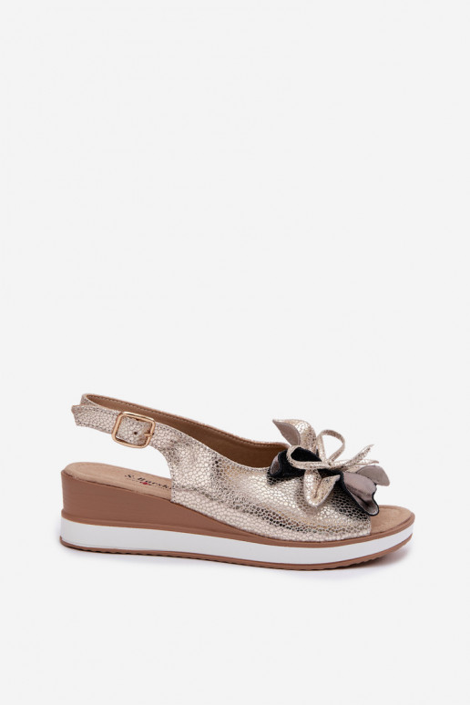 Piel Sandalias plataforma con adornos S.Barski GR61-5988 color dorado