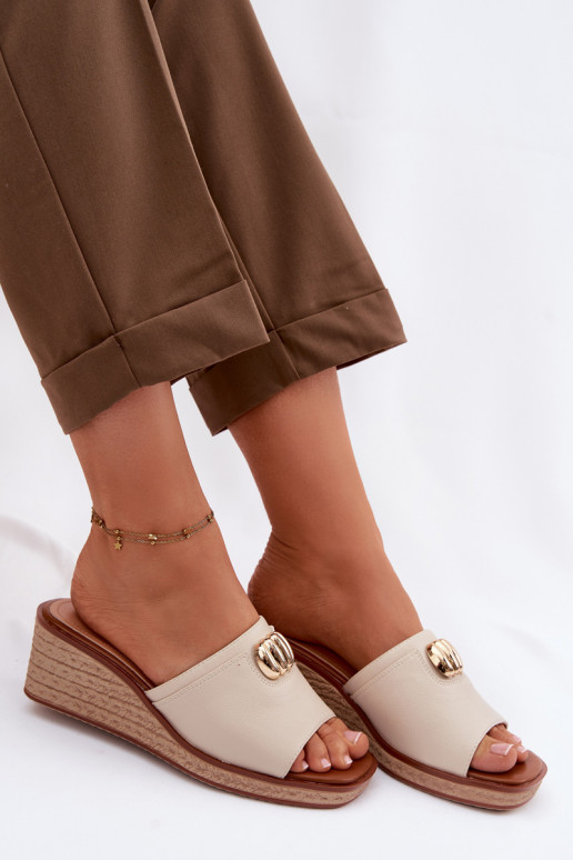 zapatillas de mujer con una plataformaImitacją Plecionki Sergio Leone KL325 beige