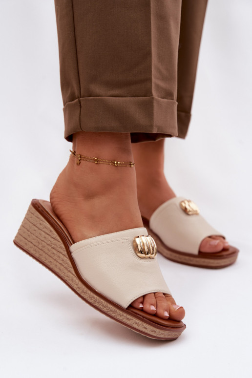 zapatillas de mujer con una plataformaImitacją Plecionki Sergio Leone KL325 beige