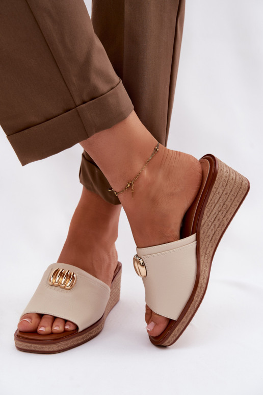 zapatillas de mujer con una plataformaImitacją Plecionki Sergio Leone KL325 beige