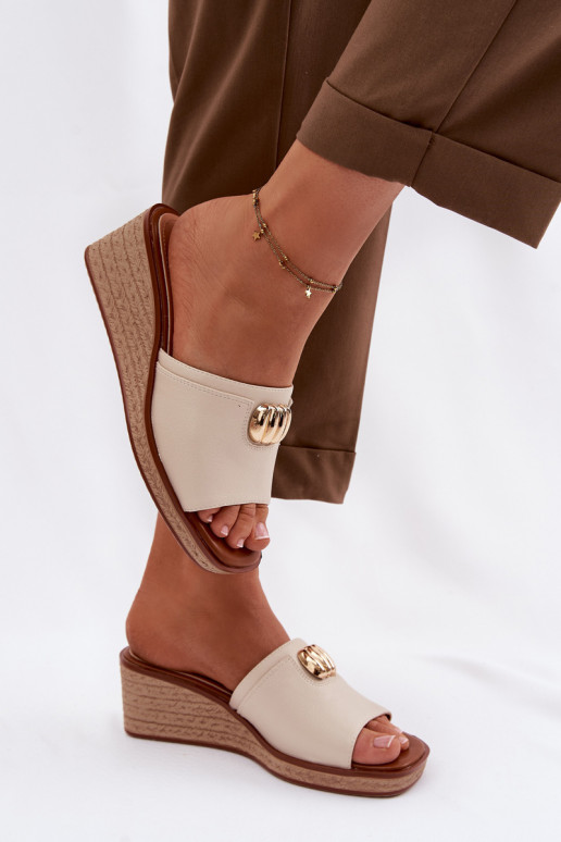 zapatillas de mujer con una plataformaImitacją Plecionki Sergio Leone KL325 beige