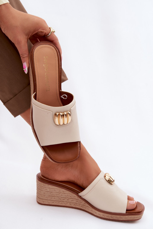 zapatillas de mujer con una plataformaImitacją Plecionki Sergio Leone KL325 beige