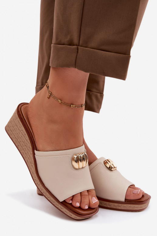 zapatillas de mujer con una plataformaImitacją Plecionki Sergio Leone KL325 beige