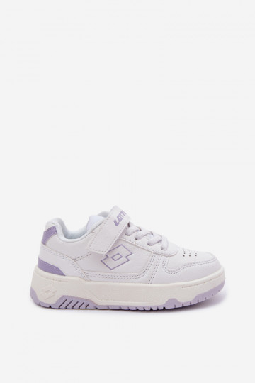 Zapatillas deportivas infantiles LOTTO GROOVIN 2600130K con cierres adhesivos color blanco-violeta 2