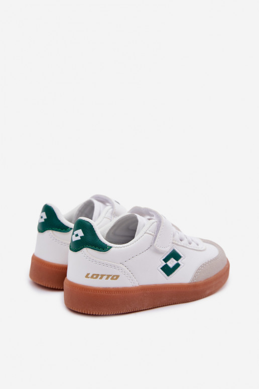 Zapatillas modelo zapatos. Infantil con sujetadores adhesivos LOTTO VINTAL MF 2600252K Blanco-color verde
