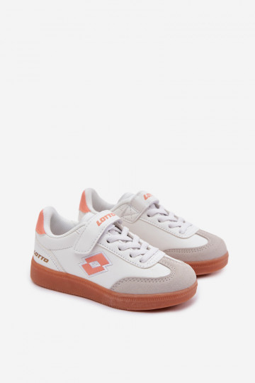 Zapatillas deportivas infantiles LOTTO VINTAL MF 2600252K con cierres adhesivos color blanco-naranja