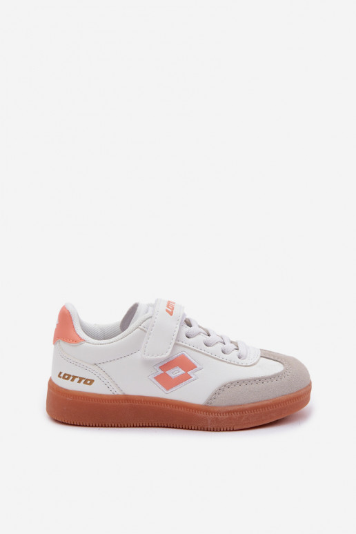Zapatillas modelo zapatos. Infantil con sujetadores adhesivos LOTTO VINTAL MF 2600252K Blanco-color naranja