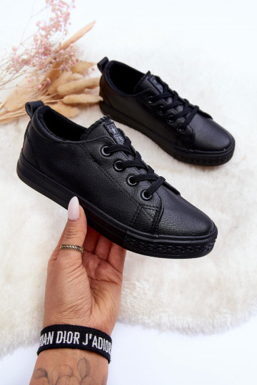 Piel Zapatos de ocio para niños. de color negro Poliana 2