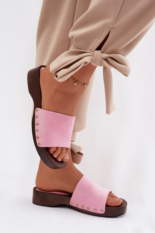 zapatillas de mujer Ze color doradomi Studs color rosa Ferinna