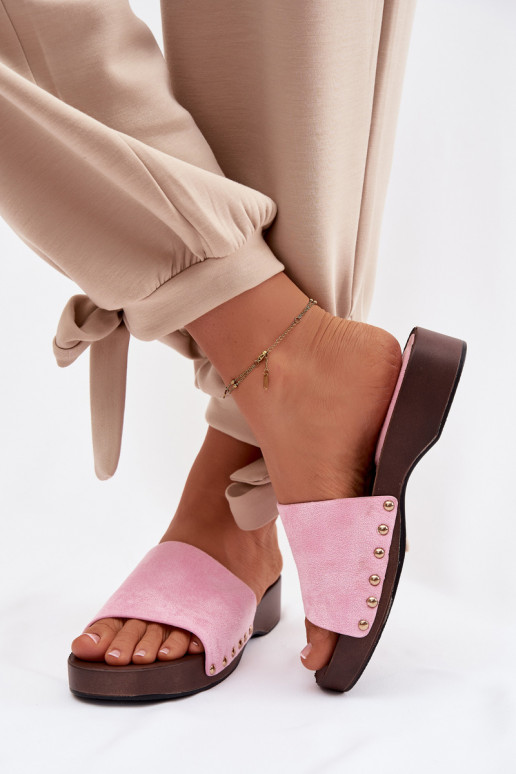 zapatillas de mujer Ze color doradomi Studs color rosa Ferinna