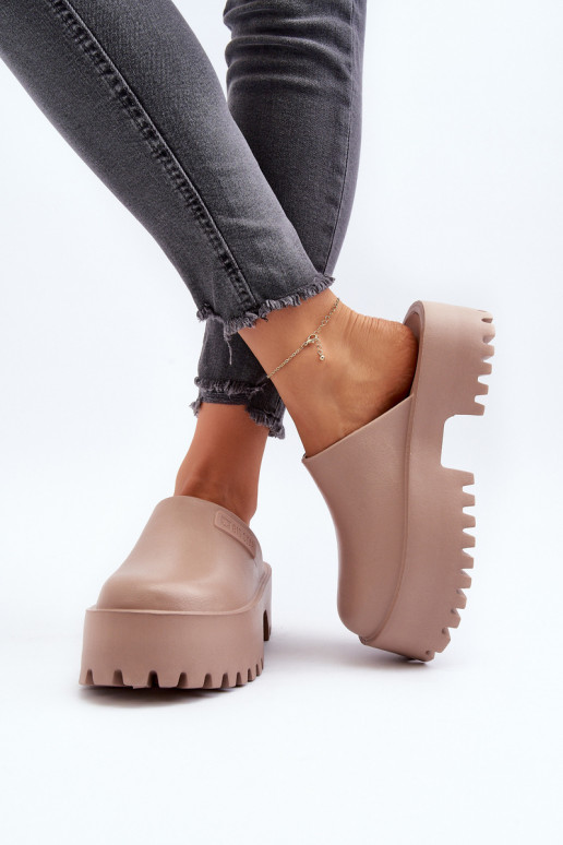 Zapatillas con suelas masivas de moda Big Star NN274016 beige