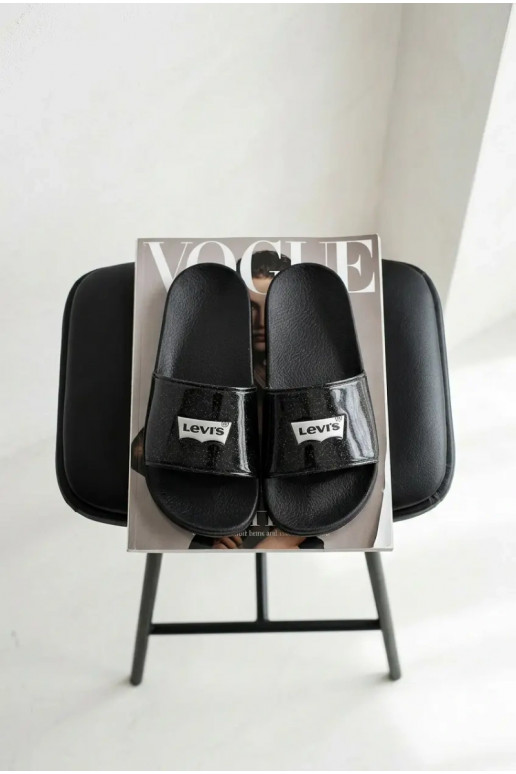 Chanclas juveniles LEVI'S VPOL0251S-2693 color negro con brillo