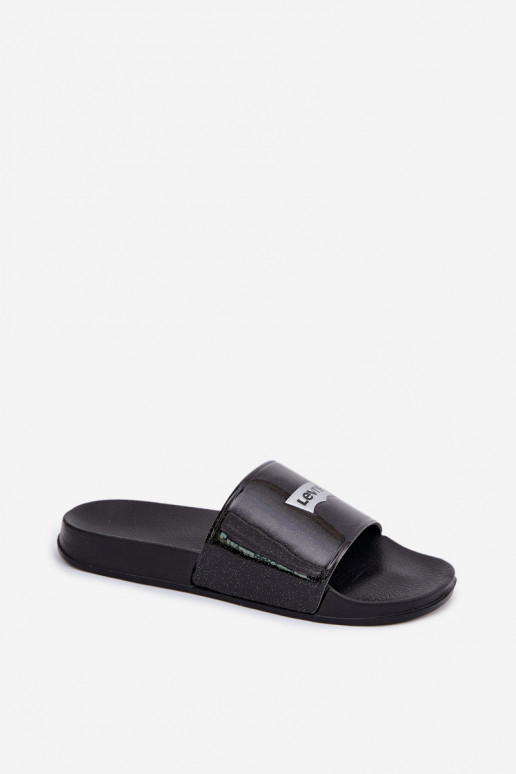 Chanclas juveniles LEVI'S VPOL0251S-2693 color negro con brillo