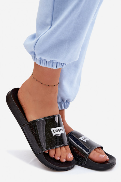 Chanclas juveniles LEVI'S VPOL0251S-2693 color negro con brillo