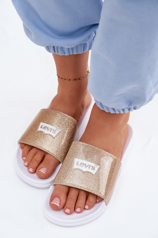 Chanclas juveniles LEVI'S VPOL0251S-3923 color oro con brillo