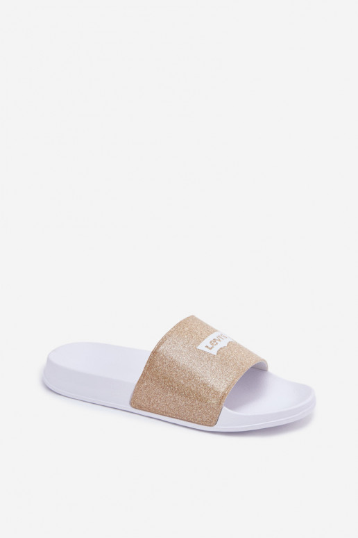 Chanclas juveniles LEVI'S VPOL0251S-3923 color oro con brillo