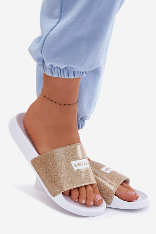 Chanclas juveniles LEVI'S VPOL0251S-3923 color oro con brillo