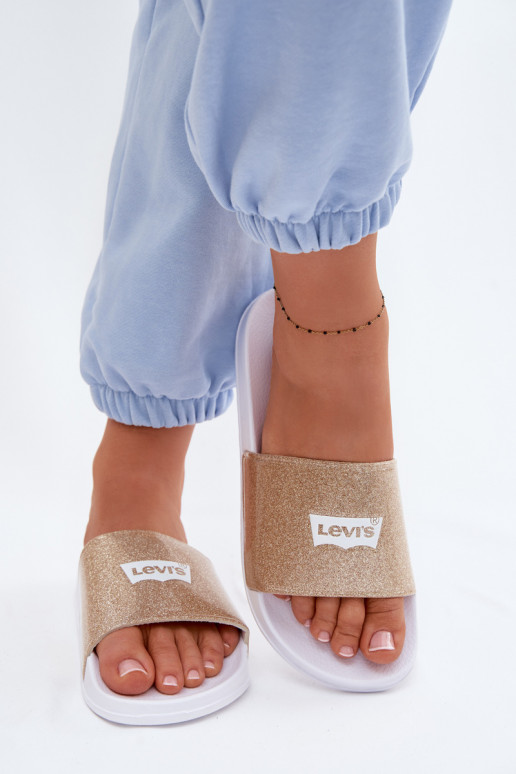 Chanclas juveniles LEVI'S VPOL0251S-3923 color oro con brillo