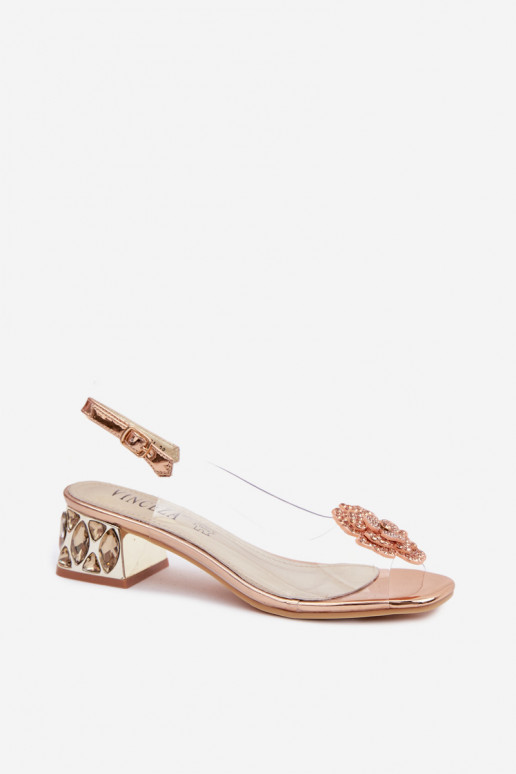 sandalias Ver a través de reloj con ojos brillantes I con floresem Vinceza 70122 Szampańskie