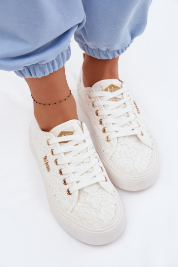 Zapatos de ocio con encaje Lee Cooper LCEN-26-02-4060 el color blanco