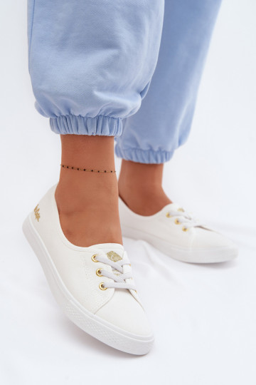 Zapatillas deportivas casuales Lee Cooper LCIN-26-02-4043 color blanco-dorado 2