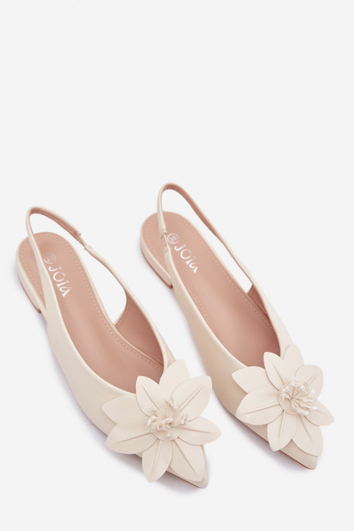 Sandalias de mujer con tacones anchosDekoracyjnym Una flor color marfil Telivette