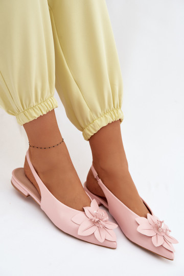 Sandalias rosas para mujer con tacones anchos y flor decorativa Telivette