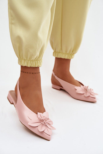 Sandalias rosas para mujer con tacones anchos y flor decorativa Telivette 2