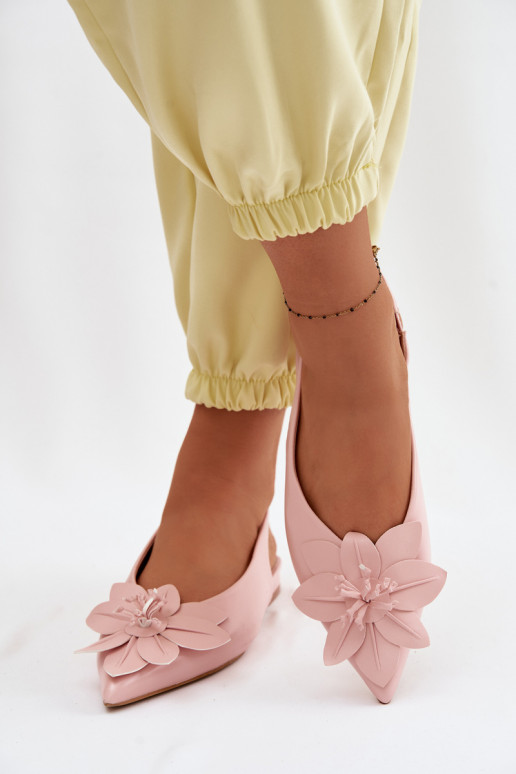 Sandalias de mujer con tacones anchosDekoracyjnym Una flor color rosa Telivette